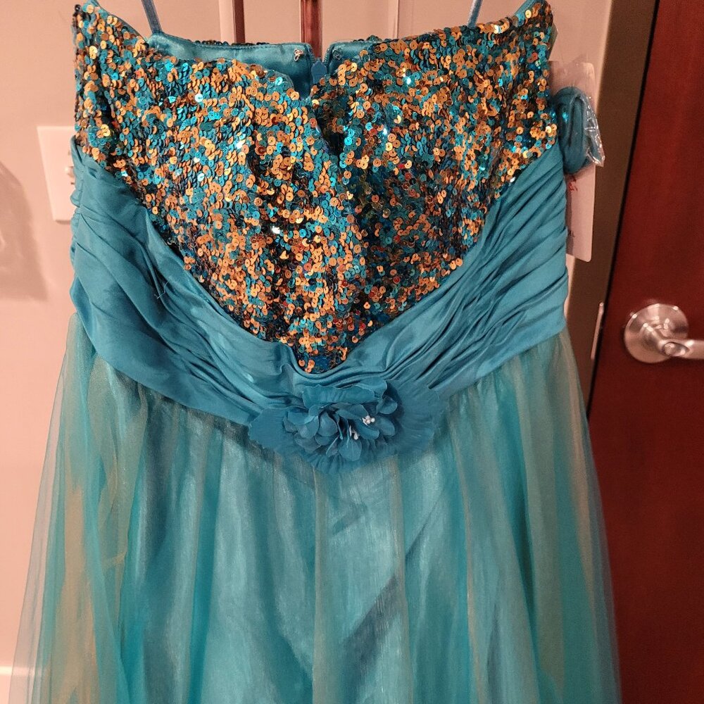 Let's Prom 5053 Size 16 Turquoise Dress - Picture 3 of 7